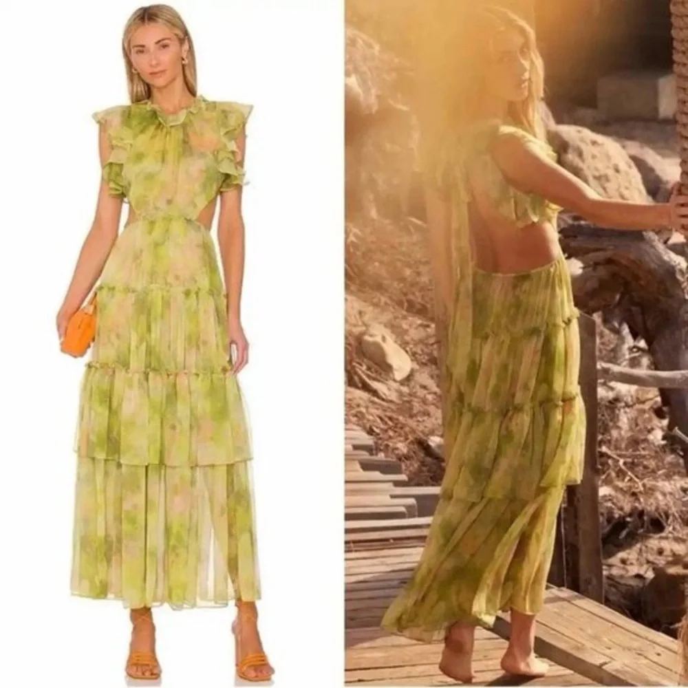 MISA Los Angeles Lana Dress in Chartreuse Abstract - Picture 9 of 9